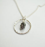 Tiny Silver Pinecone Necklace