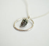 Tiny Silver Pinecone Necklace