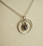 Tiny Silver Pinecone Necklace