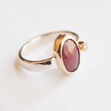 Oval ruby rose cut with diamond