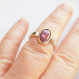 Mixed metal rose cut ruby and diamond ring