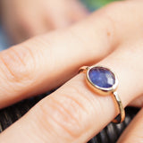 gold sapphire oval ring