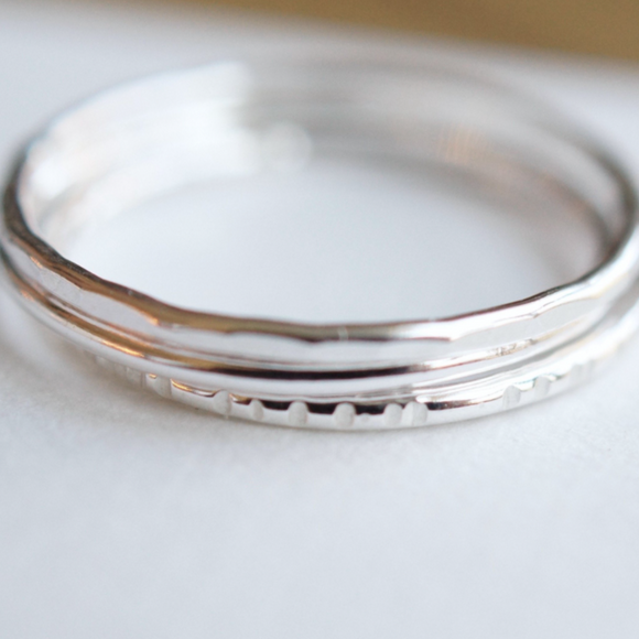 Silver stacking rings set of 3