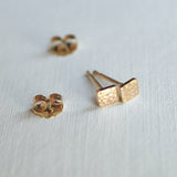 tiny gold square stud earrings