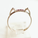 pink sapphire 3 stone cat ring
