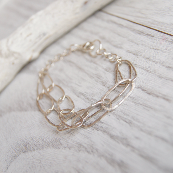 large link silver chain bracelet
