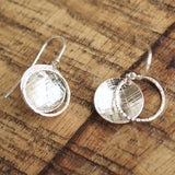 Hammered disc silver earrings