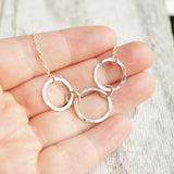 3 hammered links of silver necklace