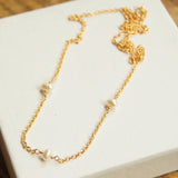 dainty pearl necklace with gold chain