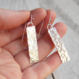 hammered silver earrings on French hooks