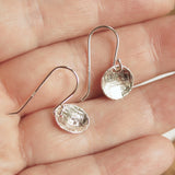 silver disc drop earrings