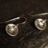 Moon disc dangle earrings silver