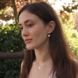 handmade earrings on model Alex