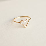 gold open shape heart ring