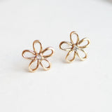 10k gold diamond flower studs