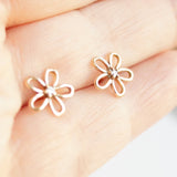 gold stud flower earrings