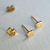Tiny 10k gold square stud earrings