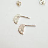 Half round silver earrings
