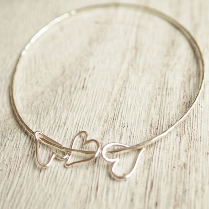 Stacking Bangle Silver Heart Charms - Juliet925 – Juliet925