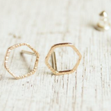 gold hex earrings