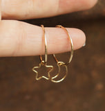 moon and star gold hoops
