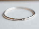 narrow sterling silver stacking ring 18g with notched finish