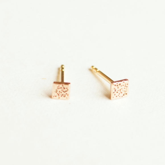 rose gold square mini stud earrings