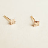 hammered rose gold square mini dainty stud earrings