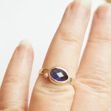 east west rose cut sapphire with side diamond