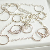 Silver station chain with hammered sterling silver links