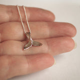 Silver whale fluke pendant necklace