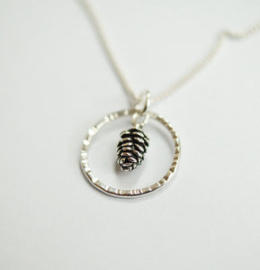Tiny Silver Pinecone Necklace