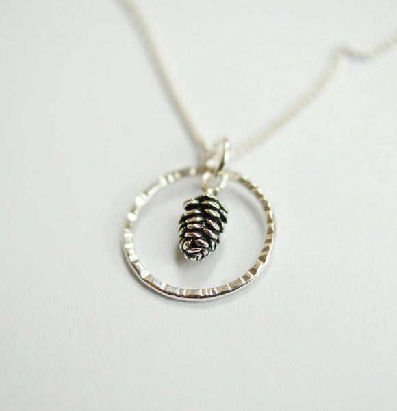 Tiny Silver Pinecone Necklace