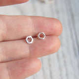 tiny silver hexagon studs