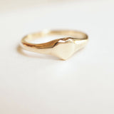 solid gold heart signet pinky ring