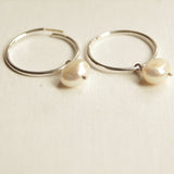 Pearl Silver Hoop Earrings