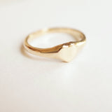 Gold heart signet ring