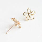 Gold diamond flower earrings