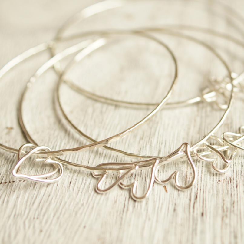 Stacking Bangle Silver Heart Charms - Juliet925 – Juliet925