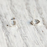 Tiny sterling silver hexagon earrings