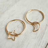 Star and moon hoop earrings